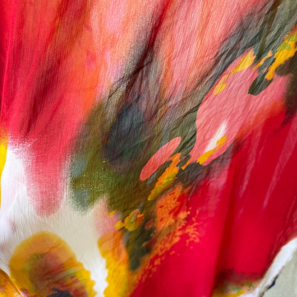 Michael Stars Pastel Gardens Coverup Kaftan Red Abstract Watercolor MS20955 OS - Picture 9 of 9